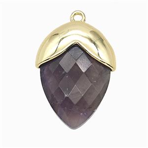 Purple Amethyst Oval Pendant Copper Gold Plated, approx 18-24mm [GM25981]