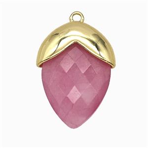 Pink Dye Jade Oval Pendant Copper Gold Plated, approx 18-24mm [GM25985]