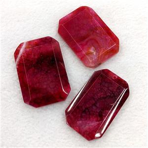 Natural Agate Rectangle Pendant Faceted Red Dye, approx 35-55mm [GM25989]