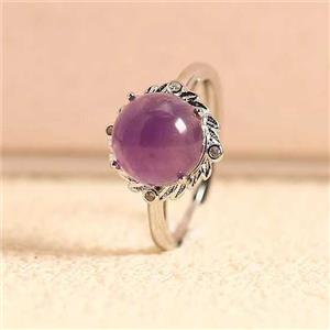 Purple Amethyst Copper Rings Platinum Plated, approx 10mm, 18mm dia [GM26053]