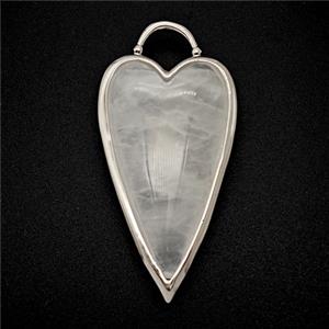 Natural Clear Quartz Heart Pendant Platinum Plated, approx 18-35mm [GM26064]