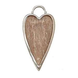 Natural Pink Strawberry Quartz Heart Pendant Platinum Plated, approx 18-35mm [GM26066]