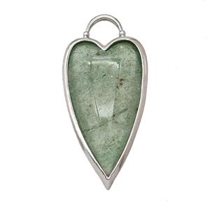 Natural Green Strawberry Quartz Heart Pendant Platinum Plated, approx 18-35mm [GM26067]