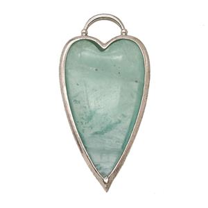 Natural Green Fluorite Heart Pendant Platinum Plated, approx 18-35mm [GM26068]