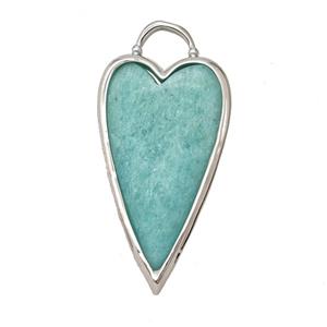 Natural Green Amazonite Heart Pendant Platinum Plated, approx 18-35mm [GM26069]
