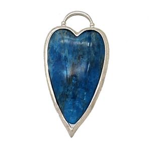 Natural Blue Apatite Heart Pendant Platinum Plated, approx 18-35mm [GM26070]