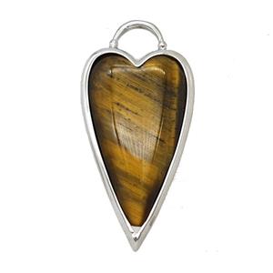Natural Tiger Eye Stone Heart Pendant Platinum Plated, approx 18-35mm [GM26071]