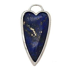 Natural Blue Lapis Lazuli Heart Pendant Platinum Plated, approx 18-35mm [GM26072]