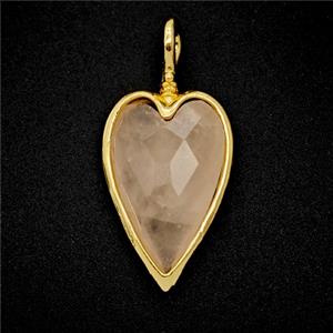 Natural Pink Rose Quartz Heart Pendant Gold Plated, approx 15-30mm [GM26076]