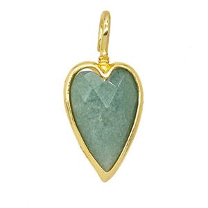Natural Green Aventurine Heart Pendant Gold Plated, approx 15-30mm [GM26078]