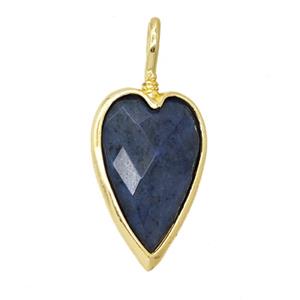 Natural Blue Sodalite Heart Pendant Gold Plated, approx 15-30mm [GM26080]
