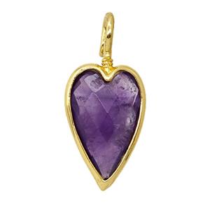 Natural Purple Amethyst Heart Pendant Gold Plated, approx 15-30mm [GM26082]