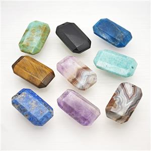Natural Gemstone Rectangle Pendant Faceted Mixed, approx 20-35mm [GM26127]