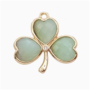 Green Chrysoprase Clover Pendant Heart Gold Plated, approx 18-20mm [GM26141]