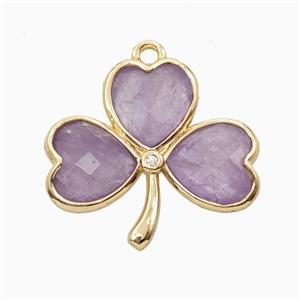 Lt.purple Amethyst Clover Pendant Heart Gold Plated, approx 18-20mm [GM26145]