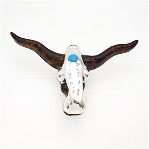 Coffee Resin Bullhead Pendant Shiny Silver, approx 45-70mm [GM26153]