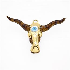 Coffee Resin Bullhead Pendant Gold Plated, approx 45-70mm [GM26154]
