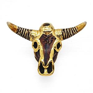 Coffee Resin Bullhead Pendant Gold Plated, approx 50-70mm [GM26155]