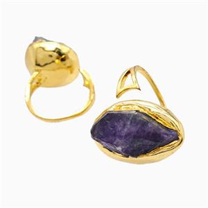Amethyst Copper Rings Gold Plated, approx 18-28mm, 18mm dia [GM26172]