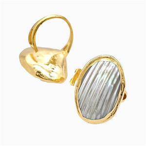 Mabe Shell Copper Rings Gold Plated, approx 20-28mm, 18mm dia [GM26173]