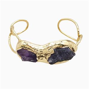 Amethyst Bangle Copper Gold Plated, approx 25-60mm, 55-70mm dia [GM26181]