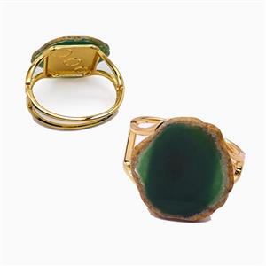 Green Dye Agate Copper Bangle Gold Plated, approx 55-60mm, 55-60mm dia [GM26182]