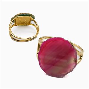 Red Dye Agate Copper Bangle Gold Plated, approx 55-60mm, 55-60mm dia [GM26185]