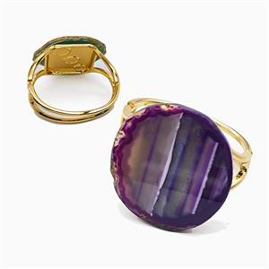 Purple Dye Agate Copper Bangle Gold Plated, approx 55-60mm, 55-60mm dia [GM26186]