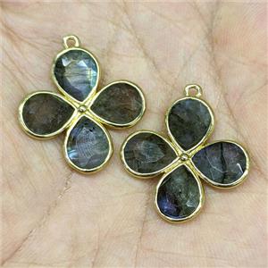 Labradorite Clover Pendant Gold Plated, approx 25mm [GM26187]