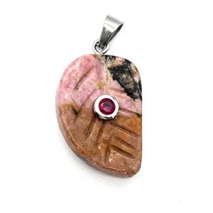 Gemstone Pendant Pave Zircon, Platinum plated, approx 15-22mm [GM26253]