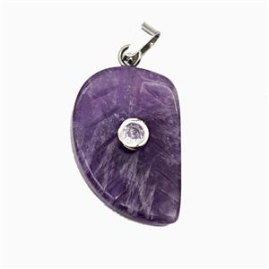 Gemstone Pendant Pave Zircon, Platinum plated, approx 15-22mm [GM26256]