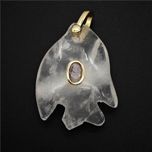 Gemstone Pendant Pave Zircon, Gold plated, approx 25-30mm [GM26258]