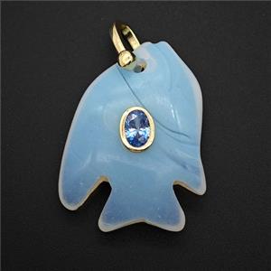 Gemstone Pendant Pave Zircon, Gold plated, approx 25-30mm [GM26259]