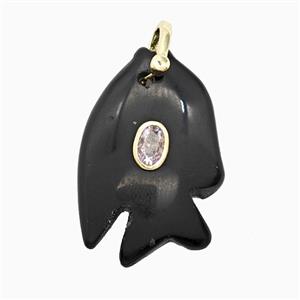 Gemstone Pendant Pave Zircon, Gold plated, approx 25-30mm [GM26261]