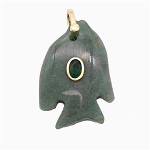 Gemstone Pendant Pave Zircon, Gold plated, approx 25-30mm [GM26262]