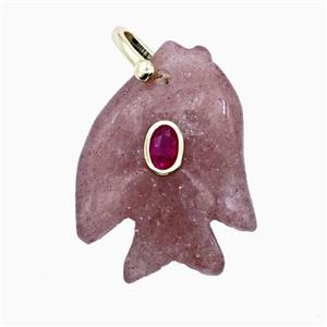 Gemstone Pendant Pave Zircon, Gold plated, approx 25-30mm [GM26263]