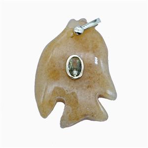 Gemstone Pendant Pave Zircon, Gold plated, approx 25-30mm [GM26264]
