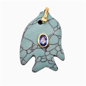 Gemstone Pendant Pave Zircon, Gold plated, approx 25-30mm [GM26265]