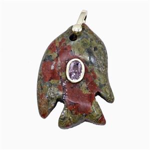 Gemstone Pendant Pave Zircon, Gold plated, approx 25-30mm [GM26267]