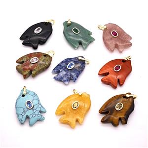 Gemstone Pendant Pave Zircon, Gold plated, approx 25-30mm [GM26271]