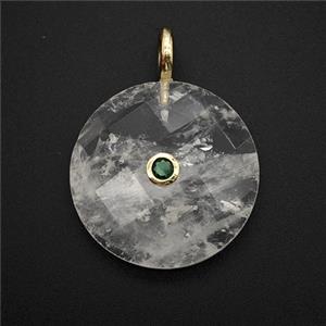 Gemstone Pendant Pave Zircon, Gold plated, approx 25mm [GM26272]