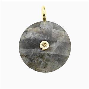 Gemstone Pendant Pave Zircon, Gold plated, approx 25mm [GM26276]