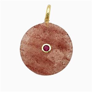 Gemstone Pendant Pave Zircon, Gold plated, approx 25mm [GM26277]