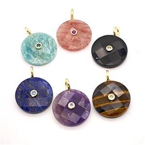 Gemstone Pendant Pave Zircon, Gold plated, approx 25mm [GM26282]