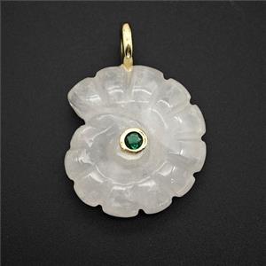 Gemstone Pendant Pave Zircon, Gold plated, approx 22-25mm [GM26283]