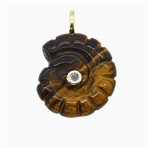 Gemstone Pendant Pave Zircon, Gold plated, approx 22-25mm [GM26289]