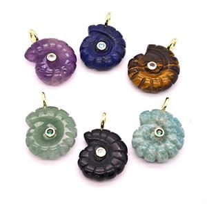 Gemstone Pendant Pave Zircon, Gold plated, approx 22-25mm [GM26292]
