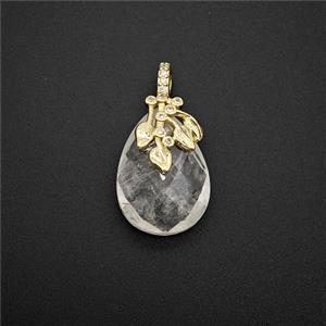 Gemstone Pendant Pave Zircon, Gold plated, approx 13-18mm [GM26293]