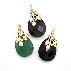 Gemstone Pendant Pave Zircon, Gold plated, approx 13-18mm [GM26299]