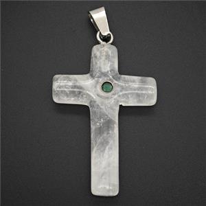 Gemstone Pendant Pave Zircon, Gold plated, approx 28-40mm [GM26308]